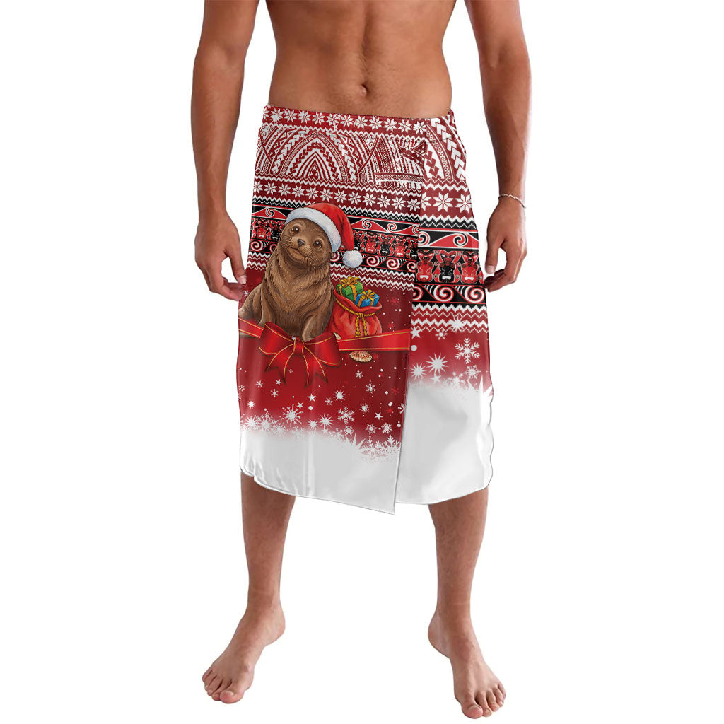 New Zealand Kekeno Seal Christmas Lavalava Maori Inspired Knitted Patterns LT9 Red - Polynesian Pride