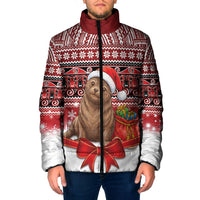 New Zealand Kekeno Seal Christmas Padded Jacket Maori Inspired Knitted Patterns LT9 Men Red - Polynesian Pride