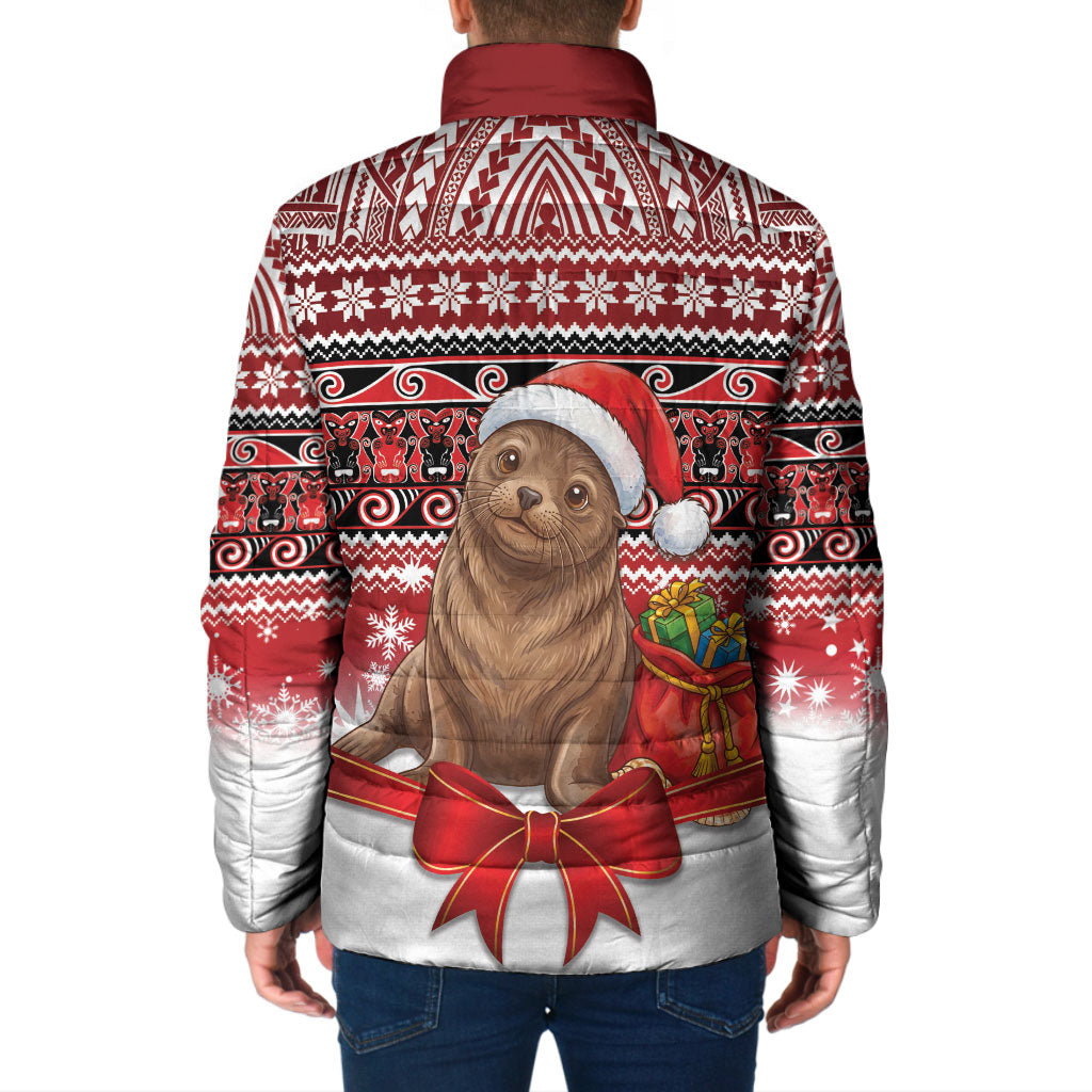 New Zealand Kekeno Seal Christmas Padded Jacket Maori Inspired Knitted Patterns LT9 - Polynesian Pride