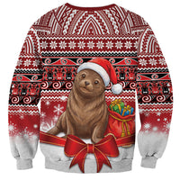 New Zealand Kekeno Seal Christmas Sweatshirt Maori Inspired Knitted Patterns LT9 - Polynesian Pride