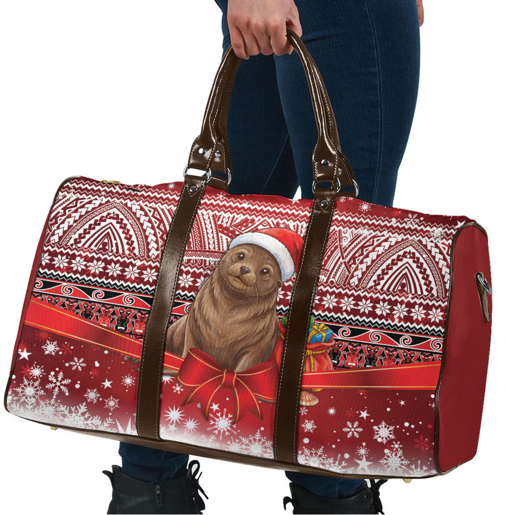 New Zealand Kekeno Seal Christmas Travel Bag Maori Inspired Knitted Patterns LT9 - Polynesian Pride