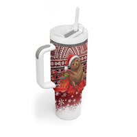 New Zealand Kekeno Seal Christmas Tumbler With Handle Maori Inspired Knitted Patterns LT9 - Polynesian Pride