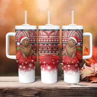 New Zealand Kekeno Seal Christmas Tumbler With Handle Maori Inspired Knitted Patterns LT9 - Polynesian Pride