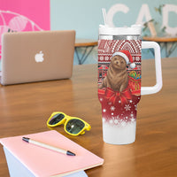 New Zealand Kekeno Seal Christmas Tumbler With Handle Maori Inspired Knitted Patterns LT9 - Polynesian Pride