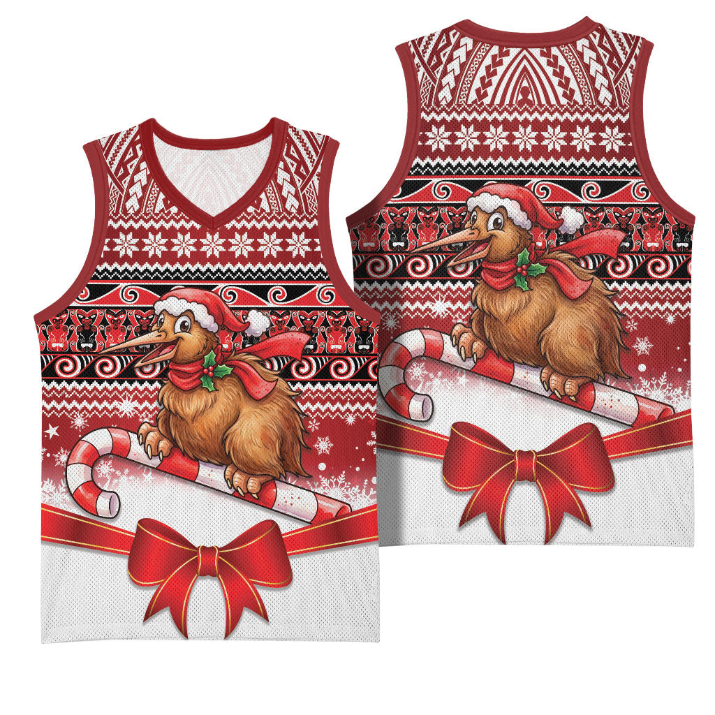 New Zealand Kiwi Bird Christmas Basketball Jersey Maori Inspired Knitted Patterns LT9 - Polynesian Pride