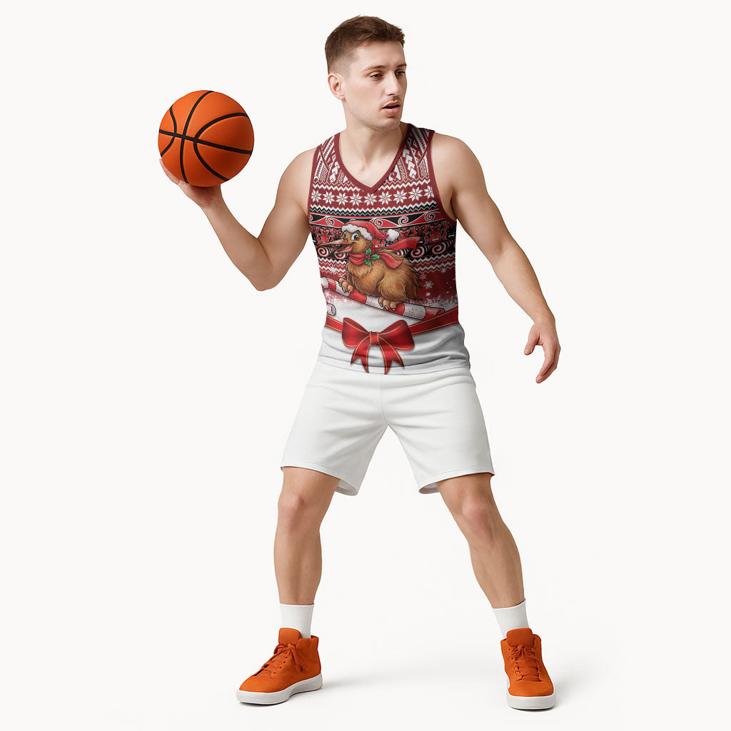 New Zealand Kiwi Bird Christmas Basketball Jersey Maori Inspired Knitted Patterns LT9 - Polynesian Pride