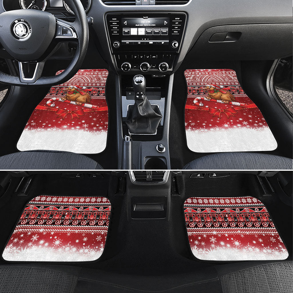 New Zealand Kiwi Bird Christmas Car Mats Maori Inspired Knitted Patterns LT9 Set 4pcs Red - Polynesian Pride