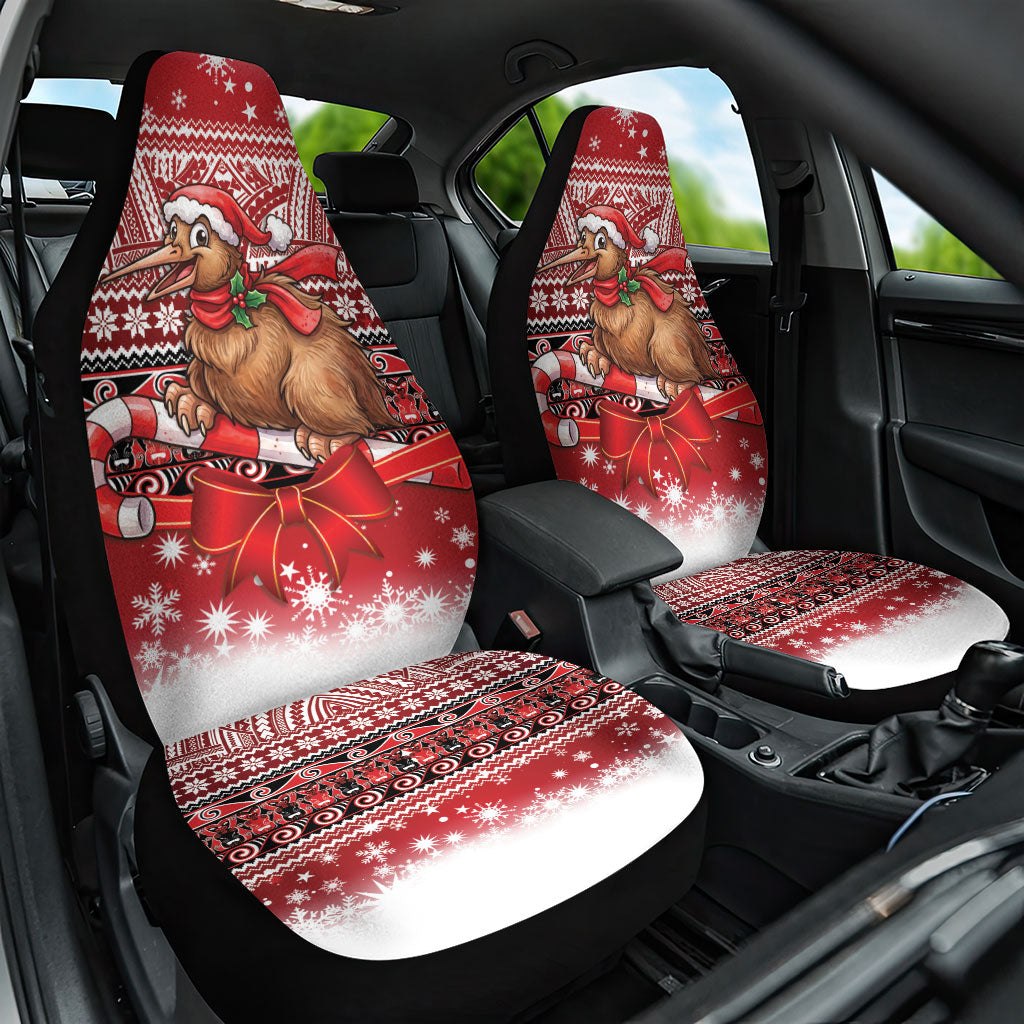 New Zealand Kiwi Bird Christmas Car Seat Cover Maori Inspired Knitted Patterns LT9 One Size Red - Polynesian Pride