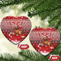 New Zealand Kiwi Bird Christmas Ceramic Ornament Maori Inspired Knitted Patterns