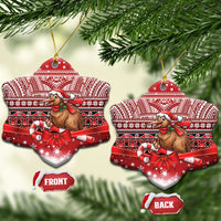 New Zealand Kiwi Bird Christmas Ceramic Ornament Maori Inspired Knitted Patterns