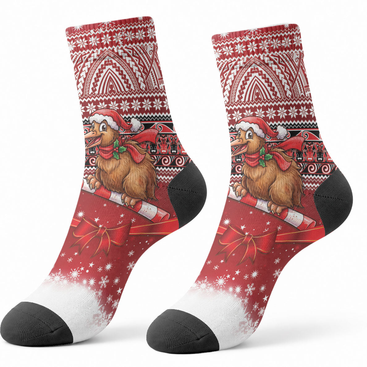 New Zealand Kiwi Bird Christmas Crew Socks Maori Inspired Knitted Patterns