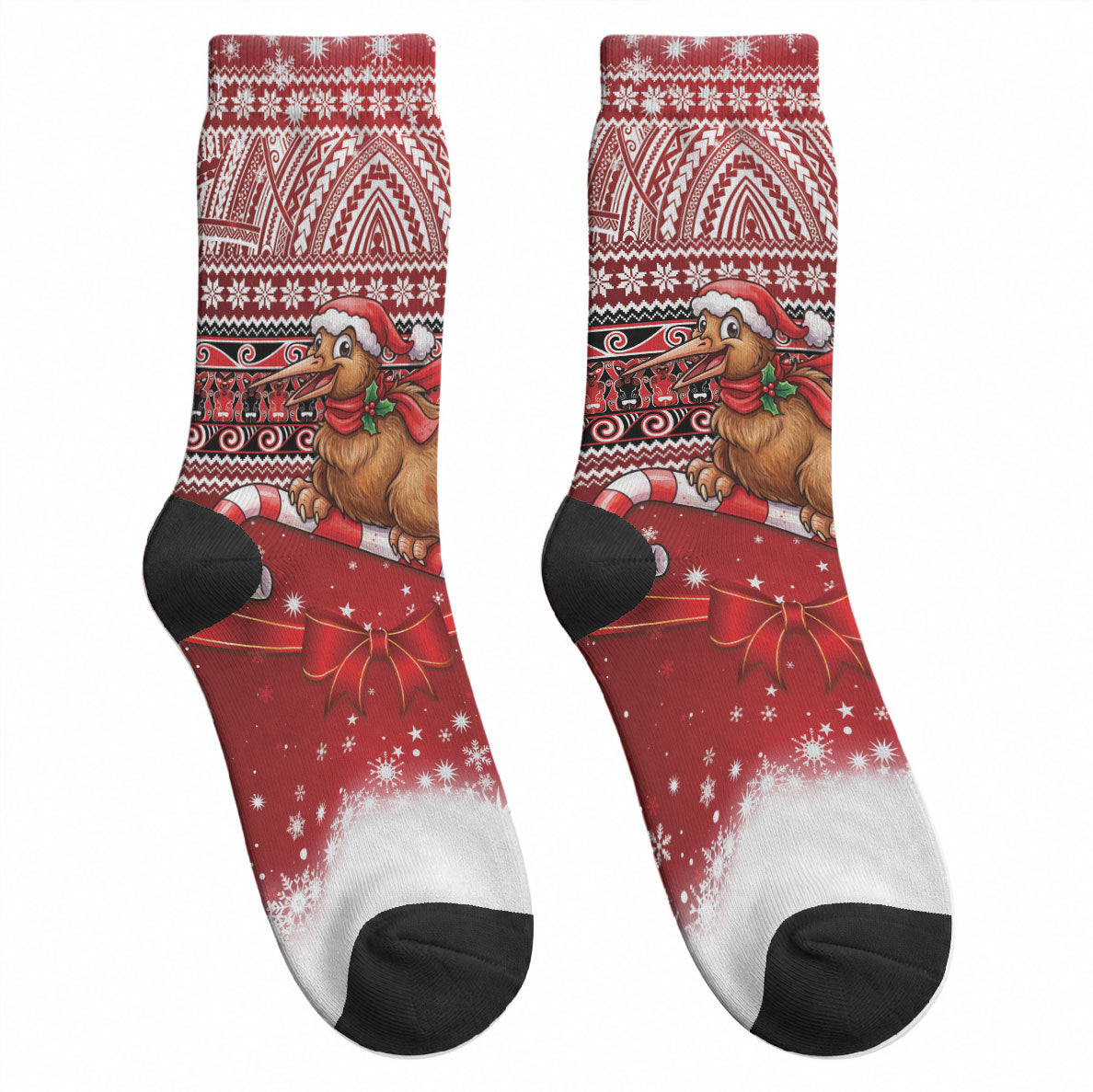 New Zealand Kiwi Bird Christmas Crew Socks Maori Inspired Knitted Patterns