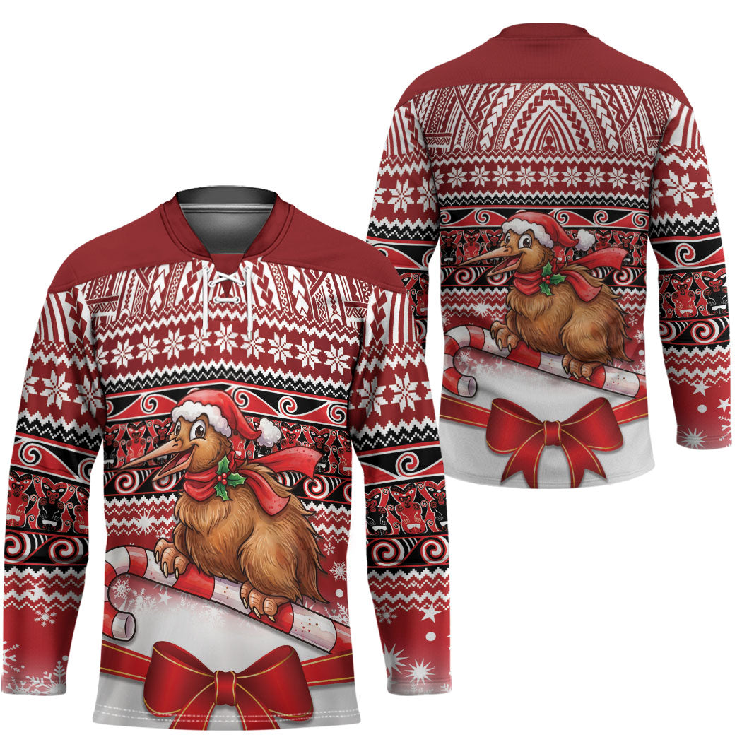New Zealand Kiwi Bird Christmas Hockey Jersey Maori Inspired Knitted Patterns LT9 - Polynesian Pride