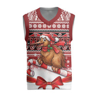 New Zealand Kiwi Bird Christmas Knitted V-Neck Vest Maori Inspired Knitted Patterns LT9 Red - Polynesian Pride