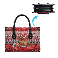 New Zealand Kiwi Bird Christmas Leather Bag Maori Inspired Knitted Patterns
