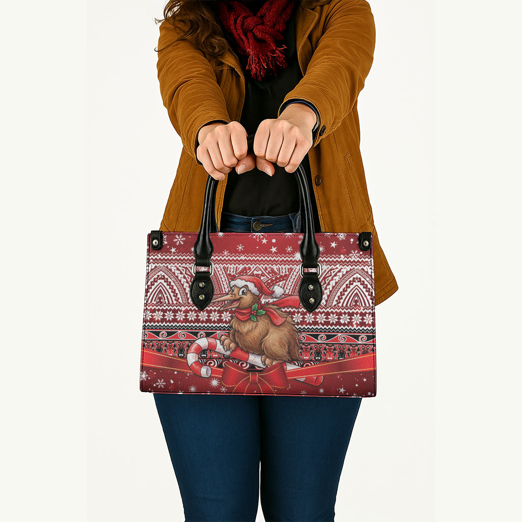 New Zealand Kiwi Bird Christmas Leather Bag Maori Inspired Knitted Patterns