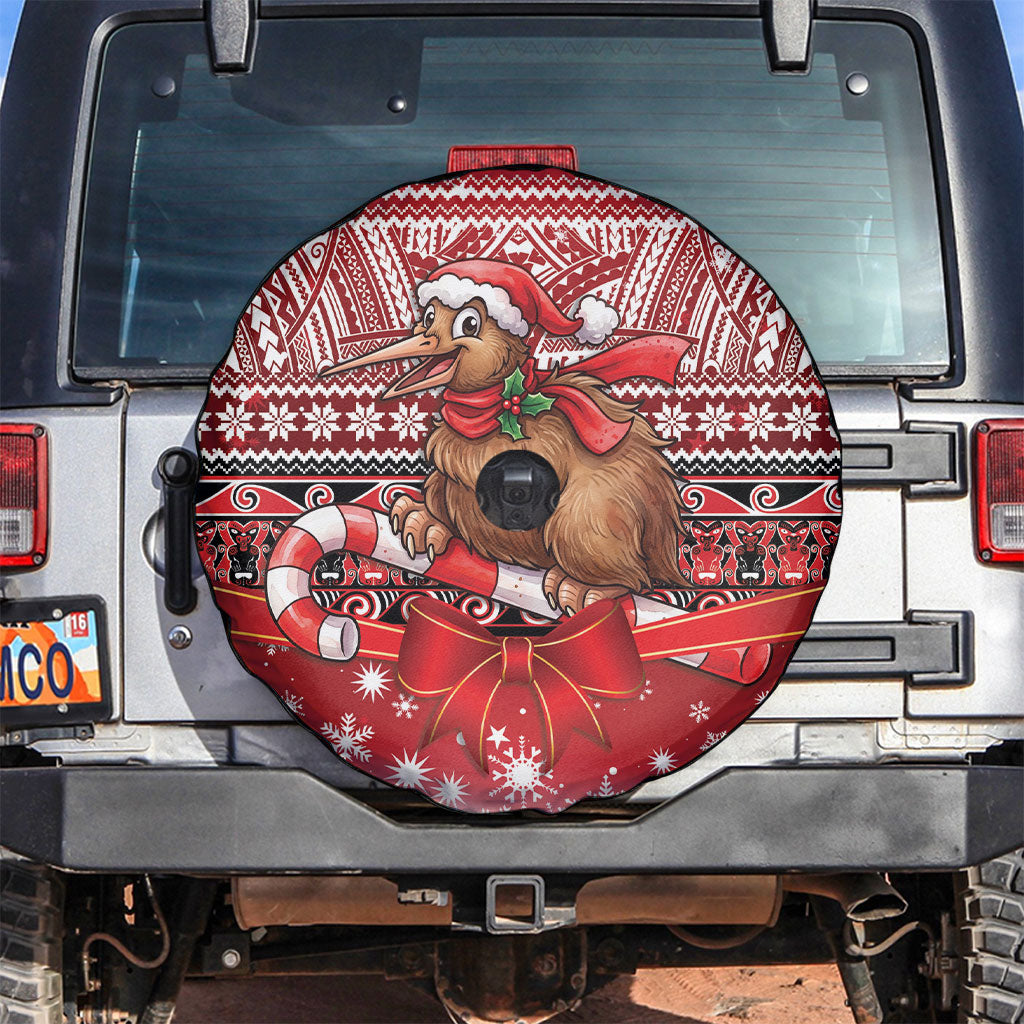 New Zealand Kiwi Bird Christmas Spare Tire Cover Maori Inspired Knitted Patterns LT9 Red - Polynesian Pride