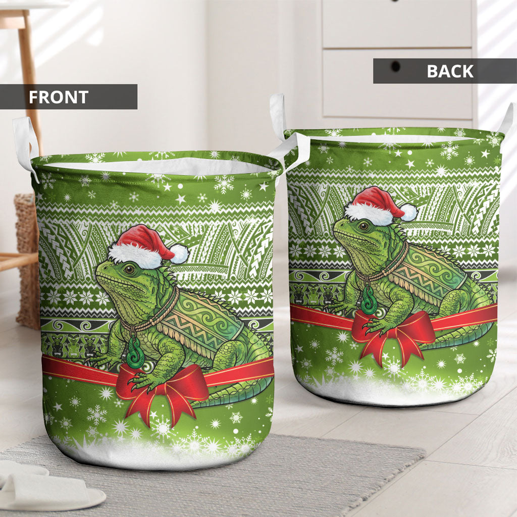 New Zealand Tuatara Christmas Laundry Basket Maori Inspired Knitted Patterns