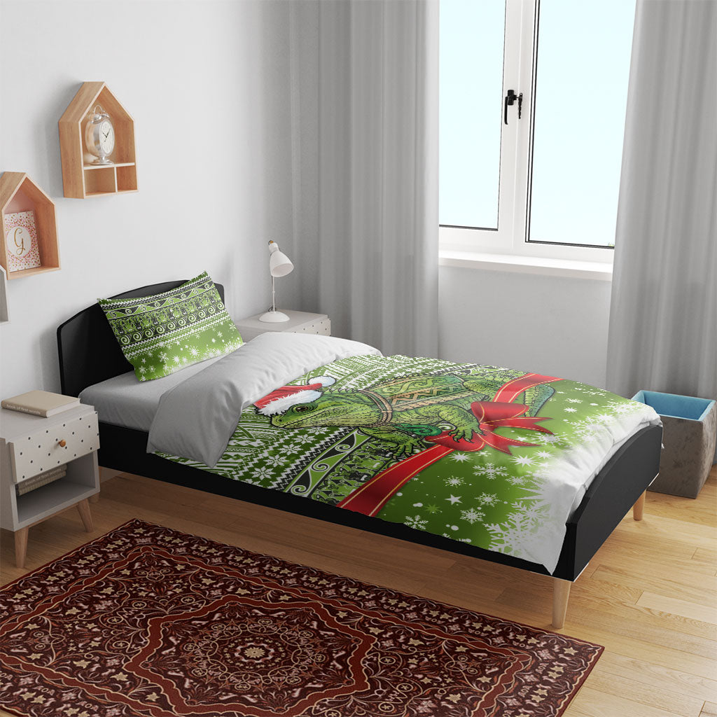 New Zealand Tuatara Christmas Bedding Set Maori Inspired Knitted Patterns LT9 - Polynesian Pride