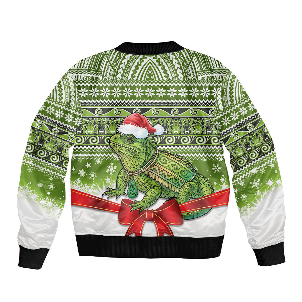 New Zealand Tuatara Christmas Bomber Jacket Maori Inspired Knitted Patterns