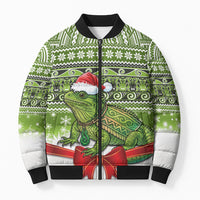 New Zealand Tuatara Christmas Bomber Puffer Jacket Maori Inspired Knitted Patterns