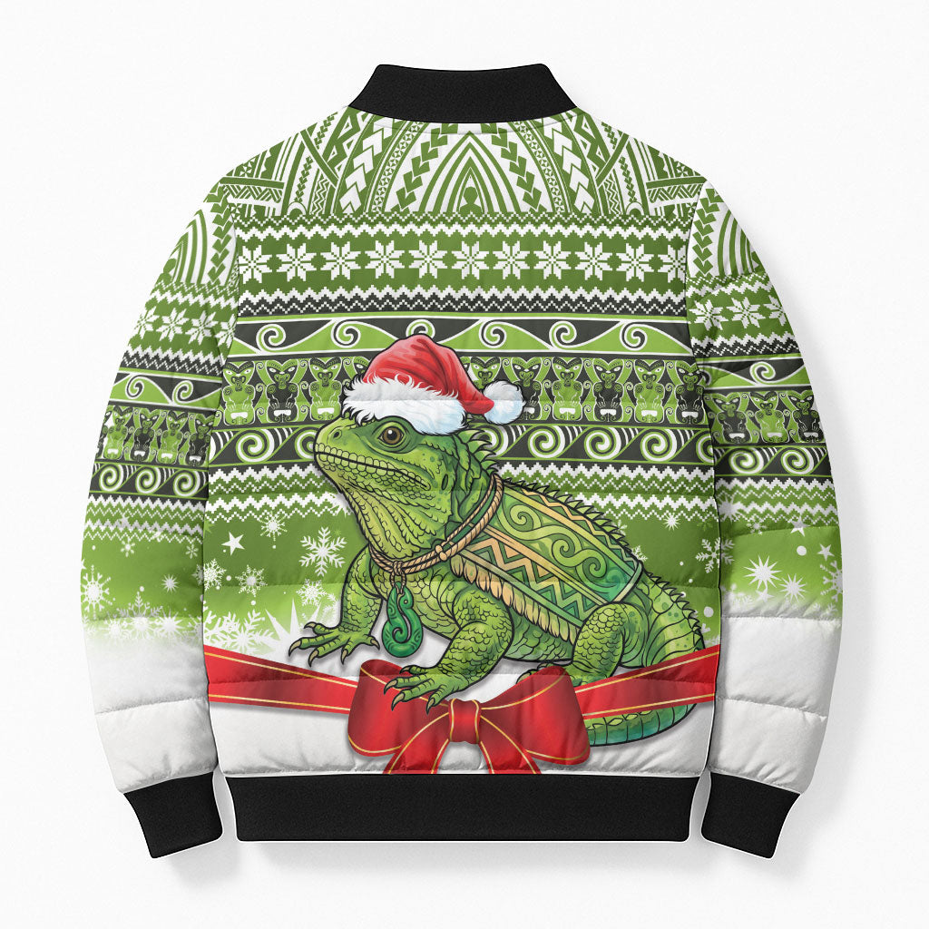 New Zealand Tuatara Christmas Bomber Puffer Jacket Maori Inspired Knitted Patterns
