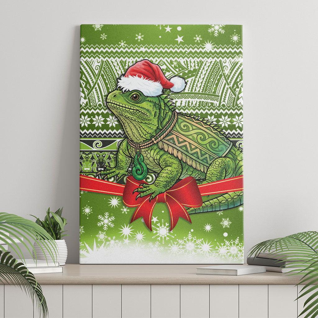 New Zealand Tuatara Christmas Canvas Wall Art Maori Inspired Knitted Patterns