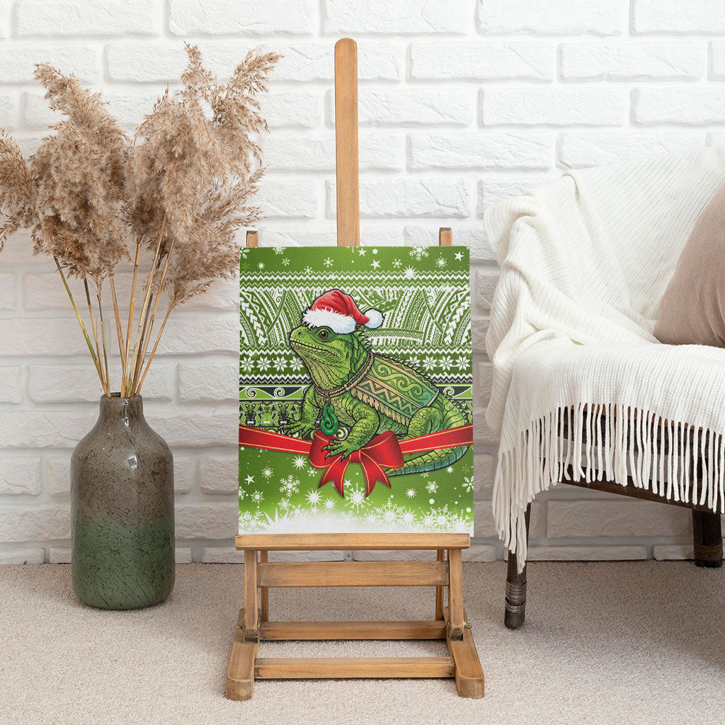 New Zealand Tuatara Christmas Canvas Wall Art Maori Inspired Knitted Patterns