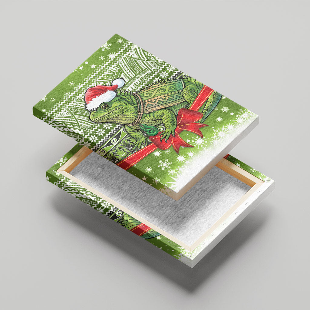 New Zealand Tuatara Christmas Canvas Wall Art Maori Inspired Knitted Patterns