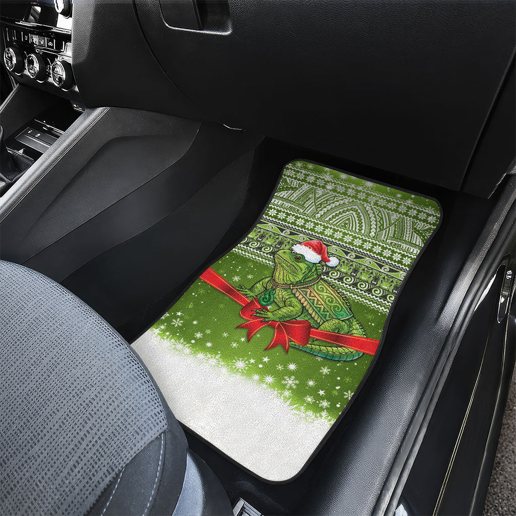 New Zealand Tuatara Christmas Car Mats Maori Inspired Knitted Patterns