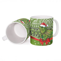 New Zealand Tuatara Christmas Ceramic Mug Maori Inspired Knitted Patterns