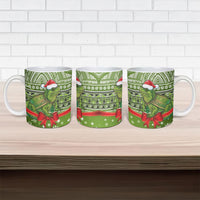 New Zealand Tuatara Christmas Ceramic Mug Maori Inspired Knitted Patterns