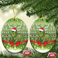 New Zealand Tuatara Christmas Ceramic Ornament Maori Inspired Knitted Patterns