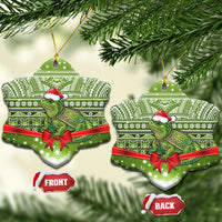 New Zealand Tuatara Christmas Ceramic Ornament Maori Inspired Knitted Patterns