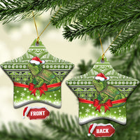 New Zealand Tuatara Christmas Ceramic Ornament Maori Inspired Knitted Patterns