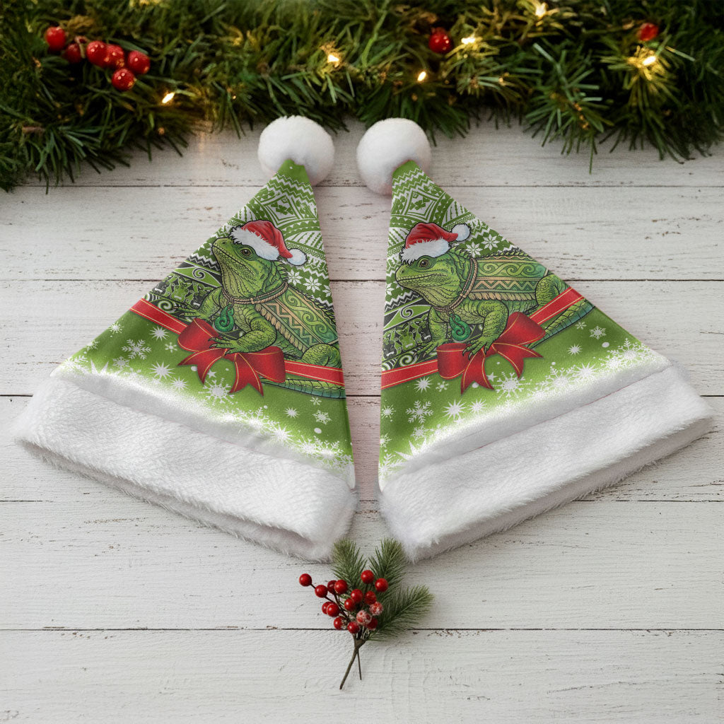 New Zealand Tuatara Christmas Santa Hat Maori Inspired Knitted Patterns LT9 - Polynesian Pride