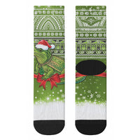 New Zealand Tuatara Christmas Crew Socks Maori Inspired Knitted Patterns LT9 - Polynesian Pride