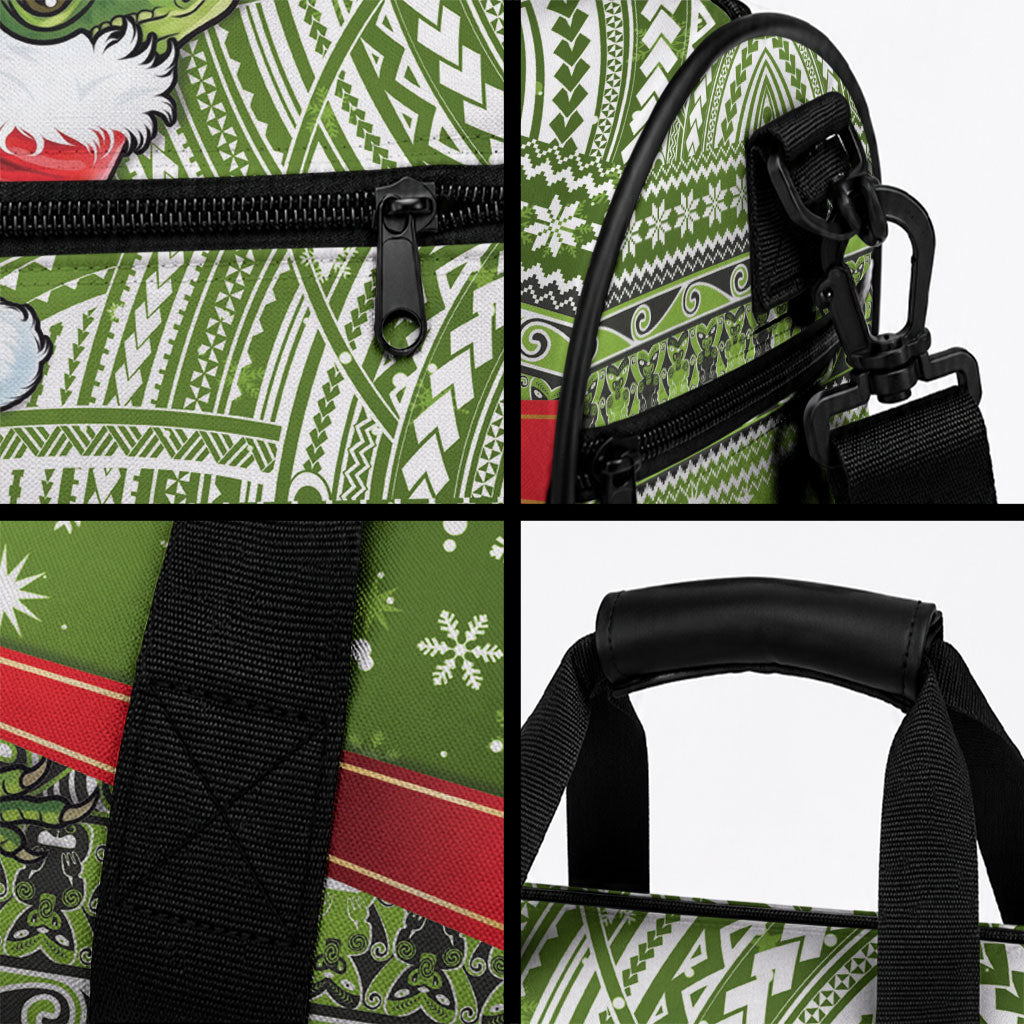 New Zealand Tuatara Christmas Duffle Bag Maori Inspired Knitted Patterns