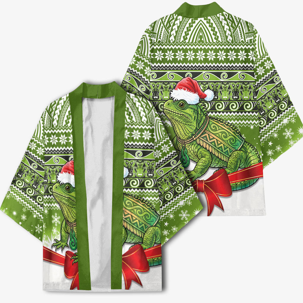 New Zealand Tuatara Christmas Kimono Maori Inspired Knitted Patterns LT9 - Polynesian Pride