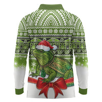 New Zealand Tuatara Christmas Long Sleeve Polo Shirt Maori Inspired Knitted Patterns LT9 - Polynesian Pride