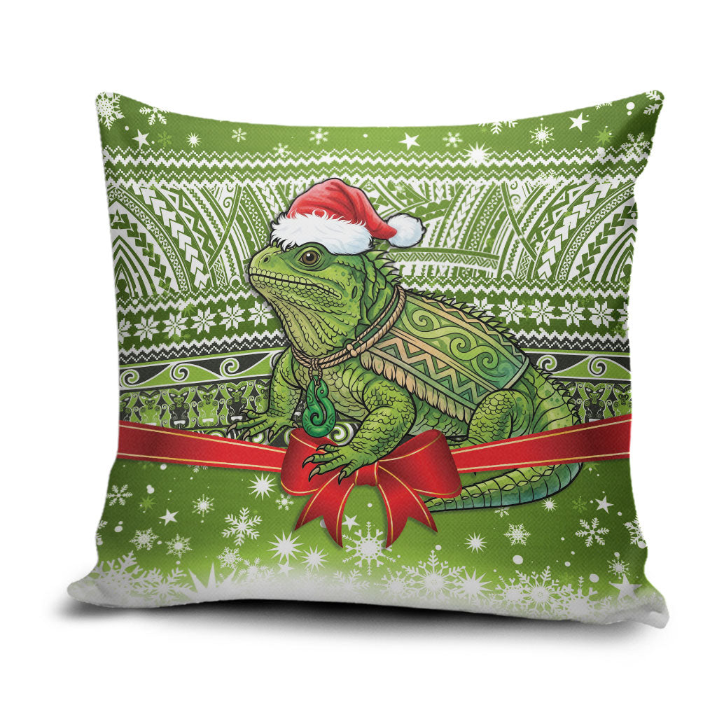 New Zealand Tuatara Christmas Pillow Cover Maori Inspired Knitted Patterns LT9 Green - Polynesian Pride