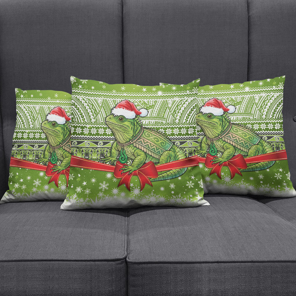 New Zealand Tuatara Christmas Pillow Cover Maori Inspired Knitted Patterns LT9 - Polynesian Pride