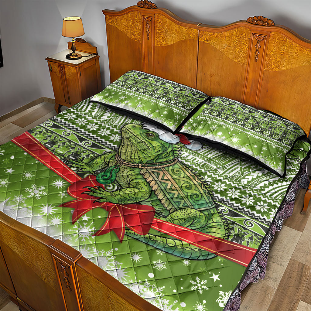 New Zealand Tuatara Christmas Quilt Bed Set Maori Inspired Knitted Patterns