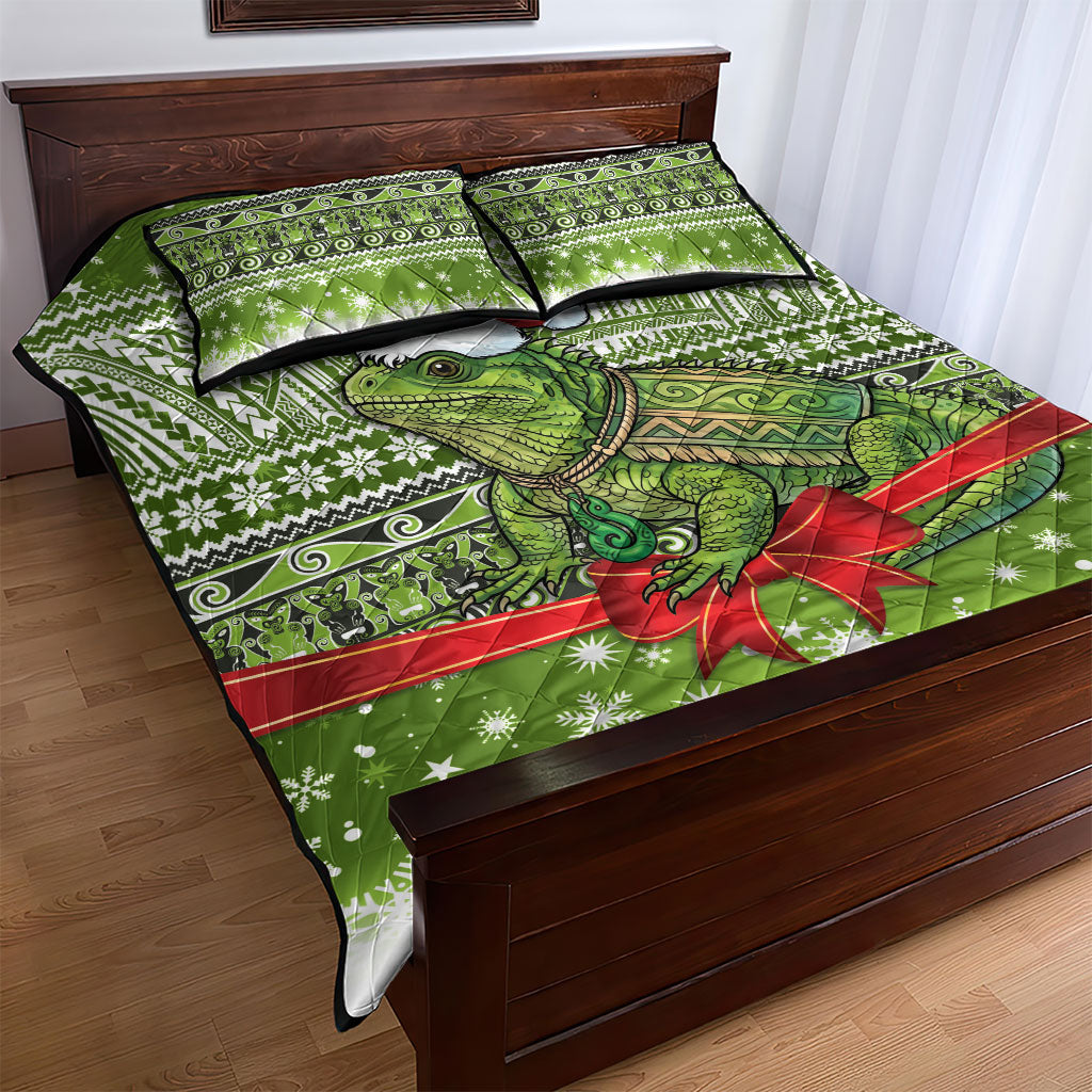 New Zealand Tuatara Christmas Quilt Bed Set Maori Inspired Knitted Patterns