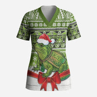 New Zealand Tuatara Christmas Scrub Top Maori Inspired Knitted Patterns