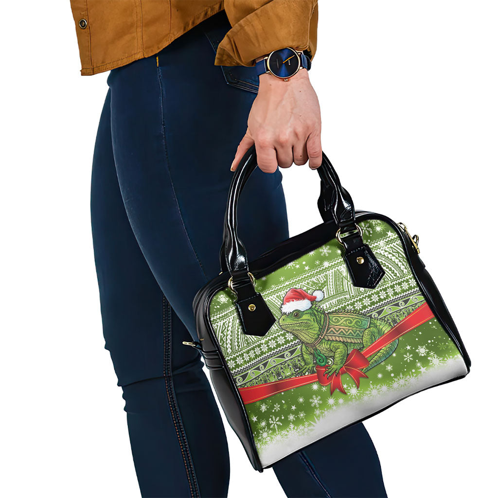 New Zealand Tuatara Christmas Shoulder Handbag Maori Inspired Knitted Patterns