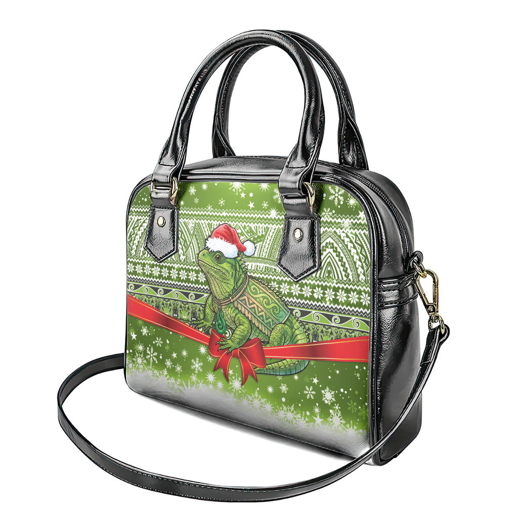 New Zealand Tuatara Christmas Shoulder Handbag Maori Inspired Knitted Patterns