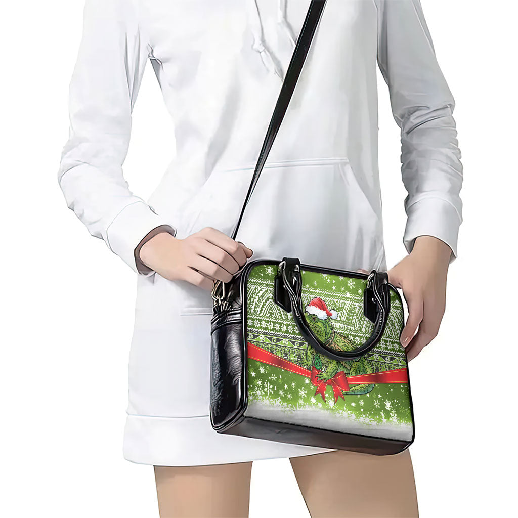 New Zealand Tuatara Christmas Shoulder Handbag Maori Inspired Knitted Patterns