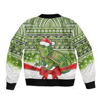 New Zealand Tuatara Christmas Sleeve Zip Bomber Jacket Maori Inspired Knitted Patterns