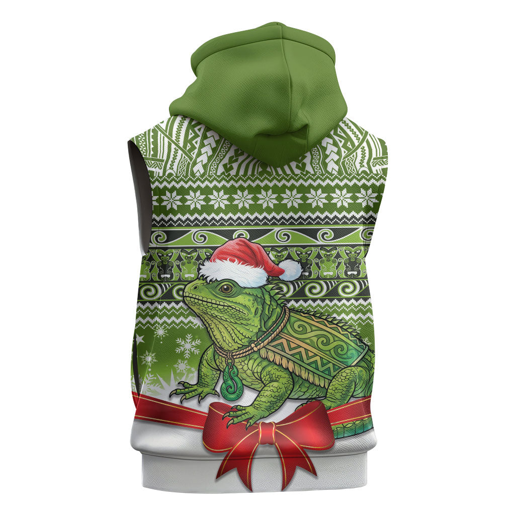 New Zealand Tuatara Christmas Sleeveless Hoodie Maori Inspired Knitted Patterns LT9 - Polynesian Pride
